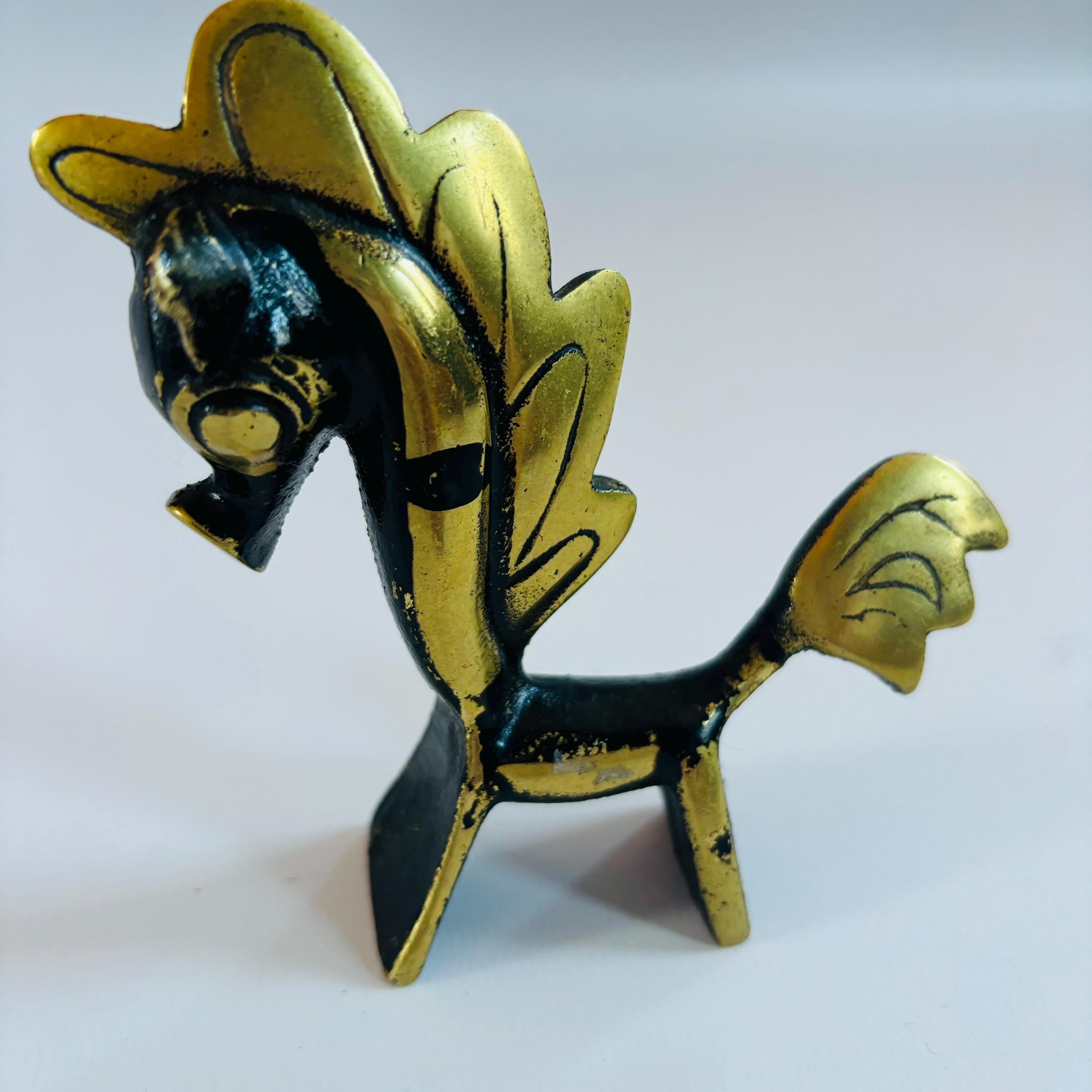 Walter Bosse Brass Horse Figurine: Mid-Century Modernist Decor