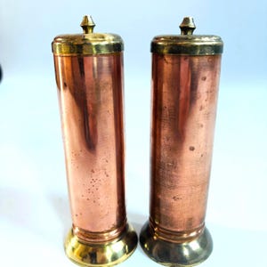 Vintage Douro Copper Salt and Pepper Shakers: Mid-Century Brass Coppercraft