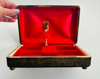 Collectable RARE & Beautiful Swiss Reuge 1940s Musical Jewellery Box with dancing Ballerina playing 'The Sound of Music'