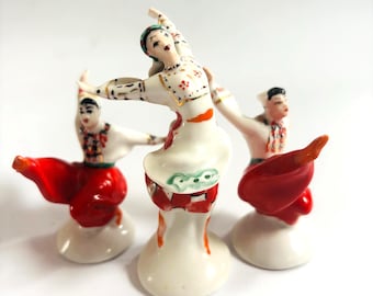 Vintage UDSSR Porzellanfiguren - Ukrainische Volkstänzer, 3er-Set