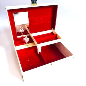 Vintage 'Design Philipp' Musical Jewellery Box: Ballerina, Red Velvet Interior Lara's Theme Dr Zhivago