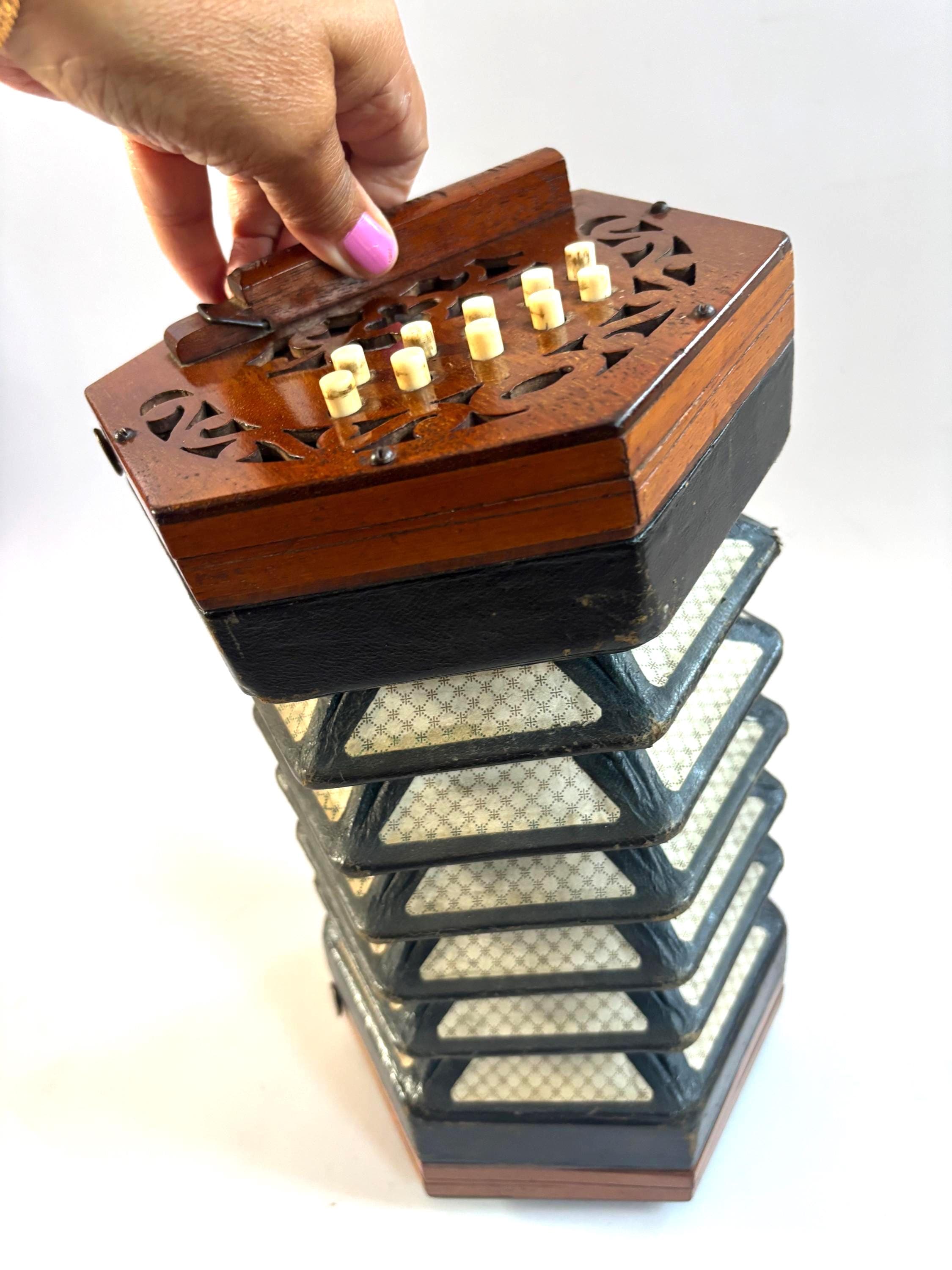Rare 1910s Lachenal Concertina: English Mahogany Squeeze Box, Sold