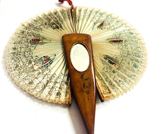 Italiaanse spiegelverzamelaar kokardewaaier jaren 1900 antiek museumstuk Ricordo: Damaged End