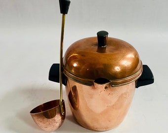 1930s Antique French Copper and Bakelite handles and tops Ice Bucket/Soup Container - few dents and scuffs - Great Interior Design Piece