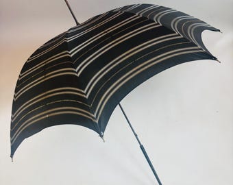 Britischen Viktorianischen Antiken Sonnenschirm Regenschirm Seidenmischung Stickerei Knochengriff Prop Nur