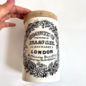 Portmeirion 'Chemist Prints' Ceramic Pot: Isaac Gee Odontine, London