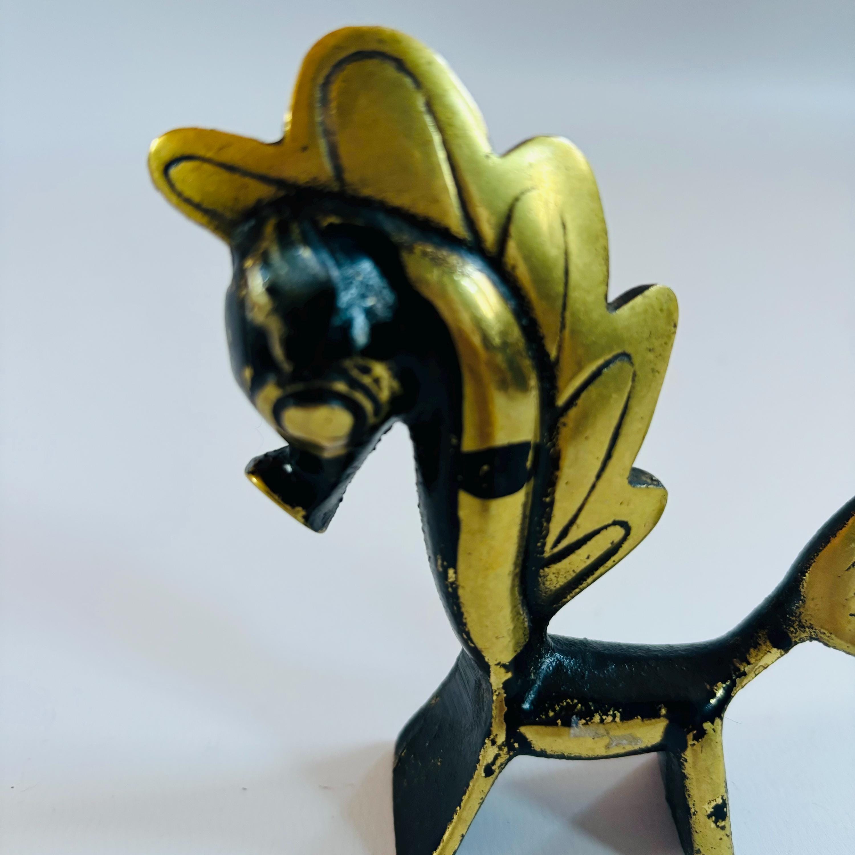 Walter Bosse Brass Horse Figurine: Mid-Century Modernist Decor