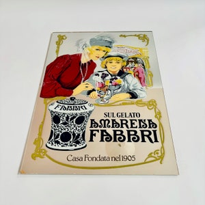 Vintage Amarena Fabbri Advertising Mirror: Italian Cherries Art, 1960s