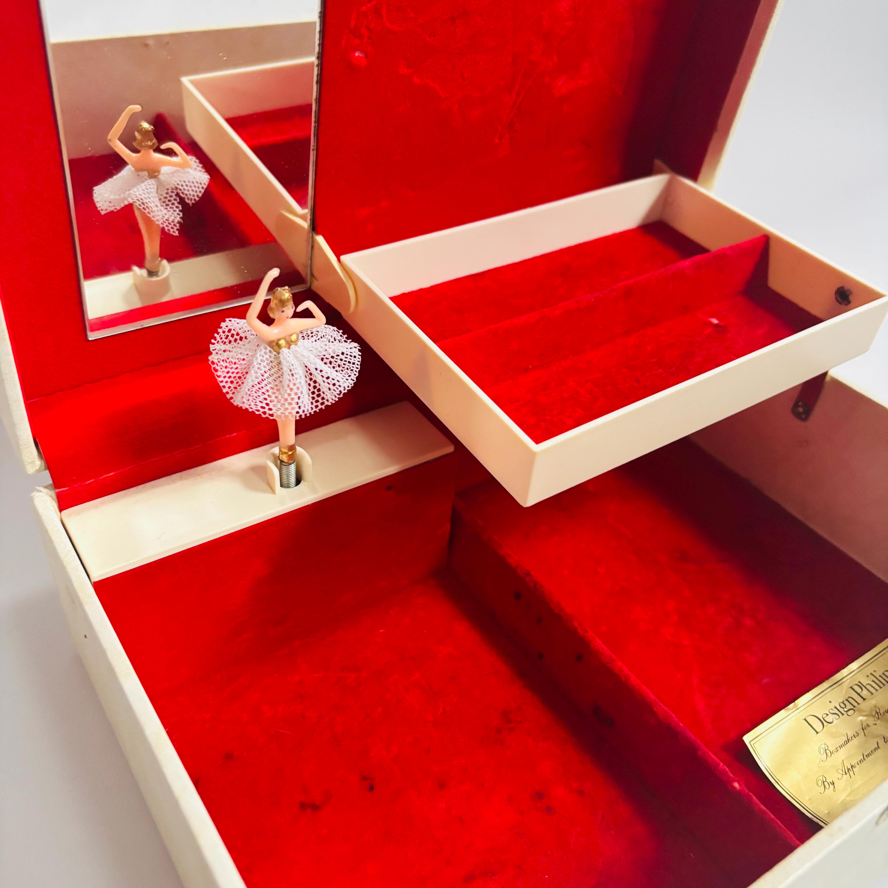 Vintage 'design Philipp' Musical Jewelry Box: Ballerina, Red