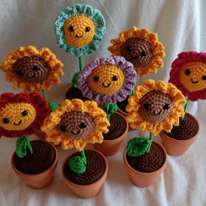 Crochet Potted Flowers - Sunflowers and Daisies