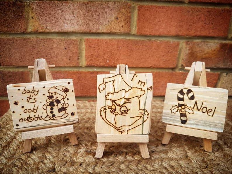 Fridge accesories Christmas Wooden Gift Pyrography Fridge wooden pyrography magnets