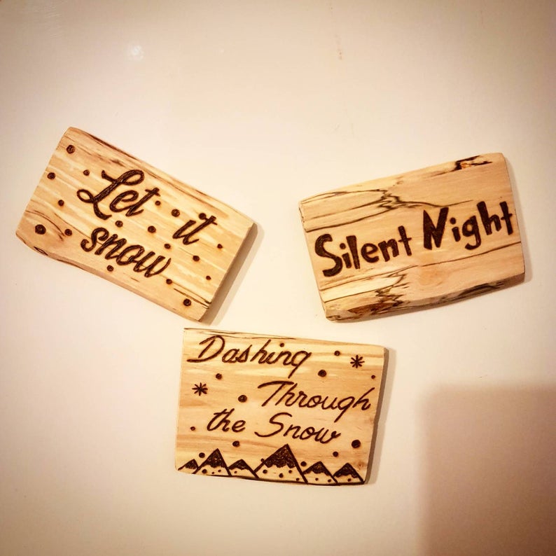 Fridge accesories Christmas Wooden Gift Pyrography Fridge wooden pyrography magnets
