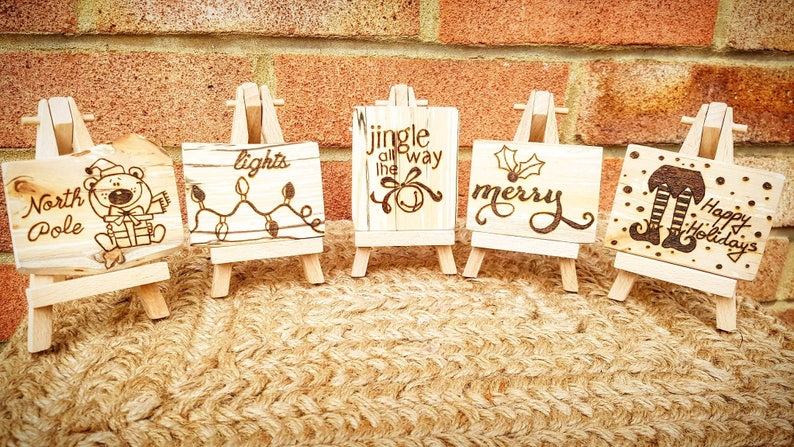 Fridge accesories Christmas Wooden Gift Pyrography Fridge wooden pyrography magnets
