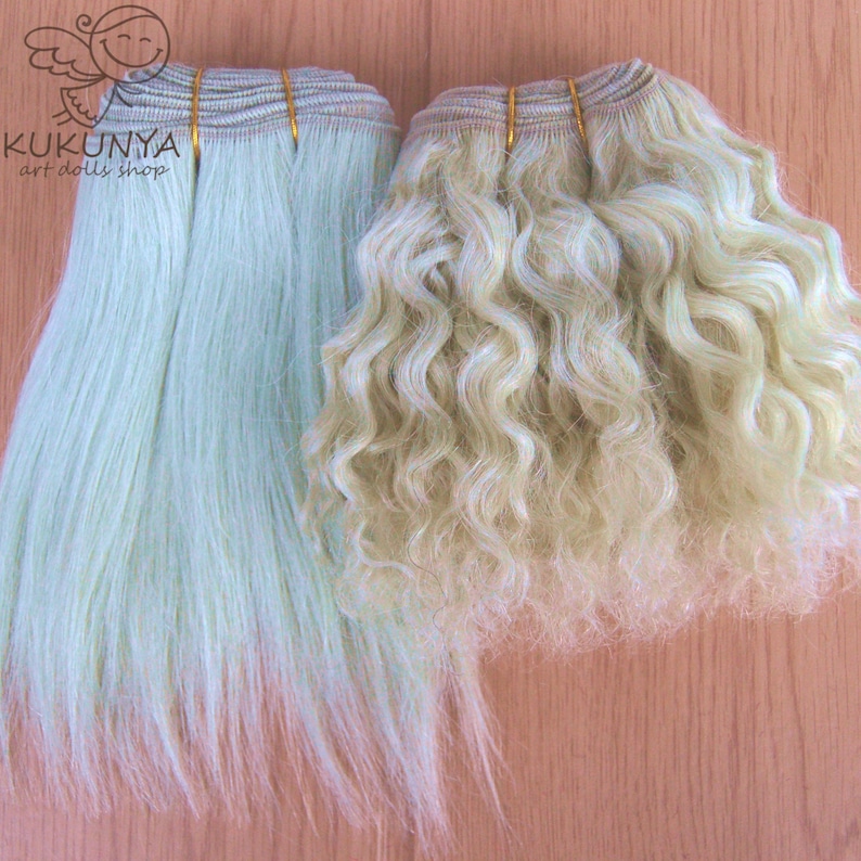 Natural Goat Mohair Hair Weft Light Green