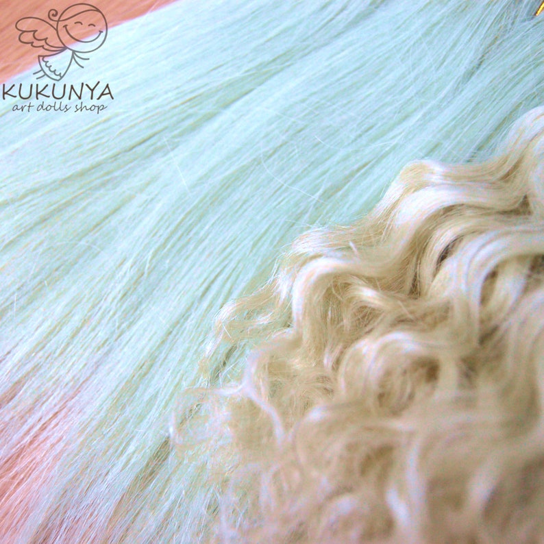 Natural Goat Mohair Hair Weft Light Green
