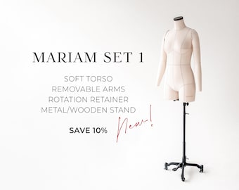 MARIAM SET 1 - SAVE 10% // Anatomic tailor dress form with guide lines | Soft tailor torso | Sewing mannequin | Lingerie dress form