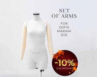 Pinnable Polyurethane Arms for Dress Forms, Cotton Cover, Pattern Making Accessory