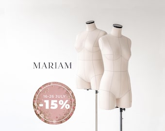 MARIAM // Anatomic tailor dress form with reference lines | Soft tailor dummy | Sewing mannequin with guide lines | Lingerie dress form
