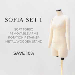 SOFIA SET 1 - SAVE 10% // Soft anatomic tailor dress form with 2 arms | Plus size tailor mannequin for your sewing studio | Custom size