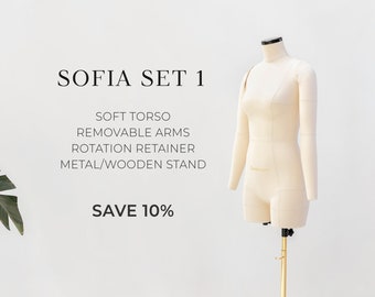 SOFIA SET 1 - SAVE 10% // Soft anatomic tailor dress form with 2 arms | Plus size tailor mannequin for your sewing studio | Custom size