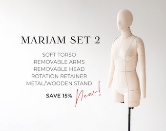 MARIAM SET 2 - SAVE 15% // Professional tailor dress form with reference lines | Soft tailor torso | Sewing mannequin | Lingerie dress form