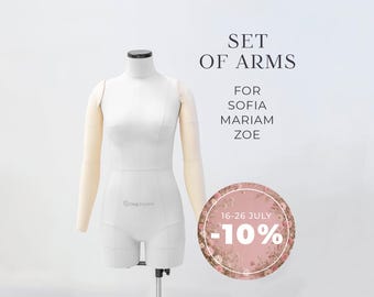 PAIR OF ARMS for Sofia/Mariam/Zoe dress forms, cotton cover | Pinnable soft arms for draping, pattern making | Tailor mannequin accessory