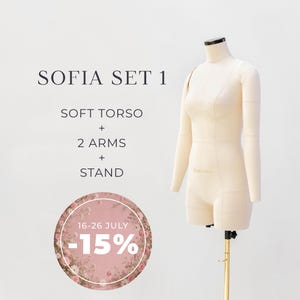 SOFIA SET 1 - SAVE 15% // Soft anatomic tailor dress form with 2 arms | Plus size tailor mannequin for your sewing studio | Custom size