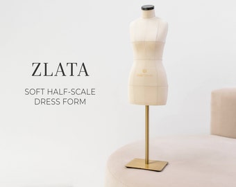 ZLATA // Half scale soft sewing dress form with cotton cover and construction lines | Fully pinnable dressform | Tailors dummy