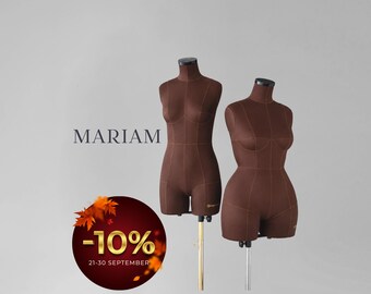 MARIAM Professional Anatomic Dress Form in Deep Brown | Soft Tailor Mannequin with Reference Lines