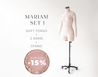 MARIAM SET 1 - SAVE 15% // Anatomic tailor dress form with guide lines | Soft tailor torso | Sewing mannequin | Lingerie dress form