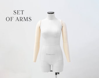 PAIR OF ARMS for Sofia dress form, cotton cover | Pinnable soft arms for draping, pattern making | Tailor mannequin accessory, sewing