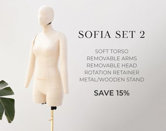 SOFIA SET 2 - SAVE 15% // Complete set for fabulous fit of your designs | Standard or plus size pinnable tailor dummy form made of soft foam