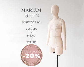 MARIAM SET 2 - SAVE 20% // Professional tailor dress form with reference lines | Soft tailor torso | Sewing mannequin | Lingerie dress form