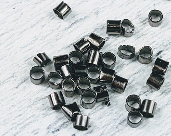 2mm Gunmetal Crimp Beads, Tube Crimp Beads