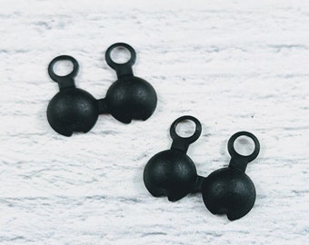 Matte Black Nite Clam End Cap, Connector, Satellite or Ball Chain Connector, 2pcs.