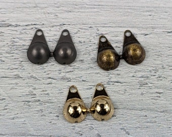 Antique Brass, Matte Gunmetal or Gold Plated Clam End Cap, Connector, Satellite Ball Chain Connector, 2pcs.