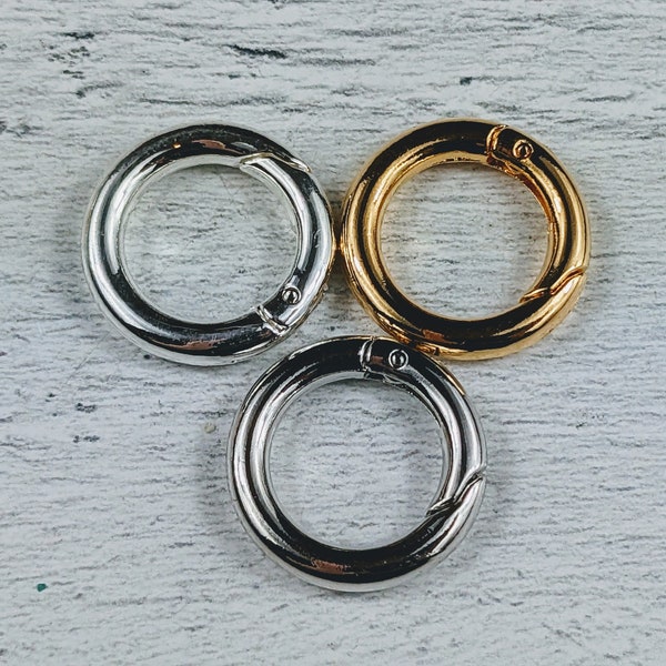 Silver, Rhodium or 18k Gold Plated O Gate Clasps, 1pc. Spring, 19mm, Push, Carabiner