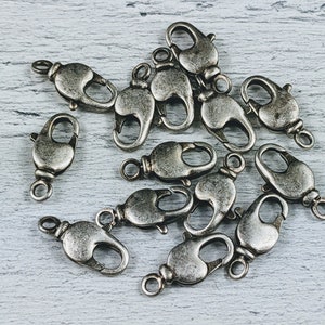 Antique  Silver Swivel Lobster Clasps 14x7mm