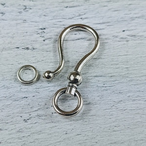 Large Antique Silver Hook Clasp, S Clasp, Necklace, Bracelet, Link, Connector, 5pcs.