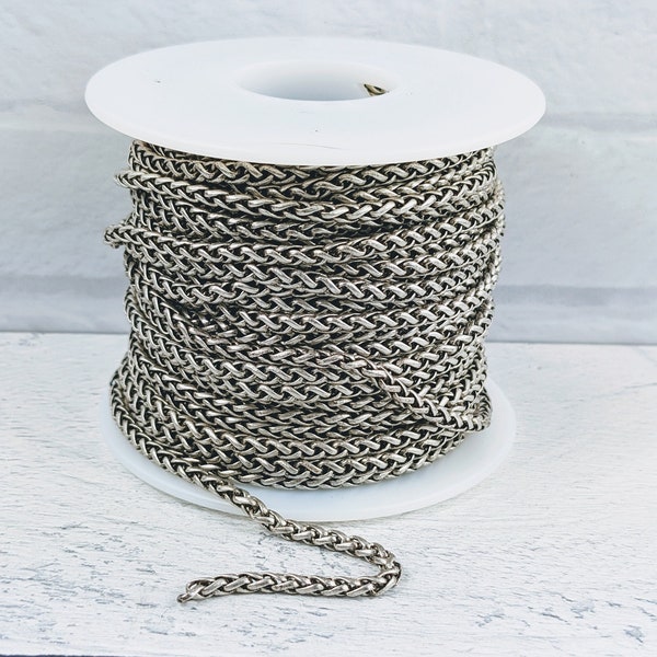 3mm Antique Silver Wheat Chain