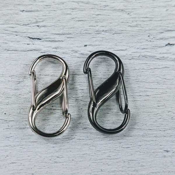 Silver or Gunmetal Plated Double Push Carabiner Clasp, 25x13mm, 2pcs. Closure, Connector, Link