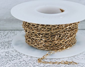 Gold Plated Elegant Curb Chain, Link, 6x2mm
