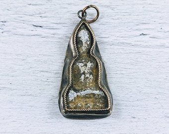 Sitting Buddha Pendant, Thailand Buddha Pendant, Amulet, Thai, Namaste, Yoga, 44x20mm