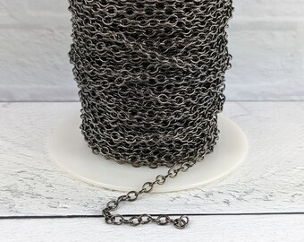 Gunmetal Textured Cable Link Chain 4x5mm