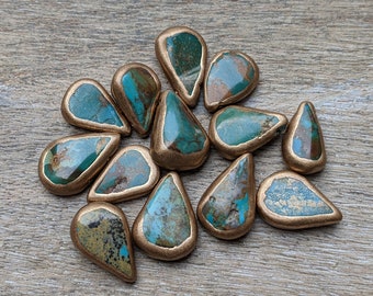 Genuine Turquoise Flat Teardrops Briolette Beads 12-14 mm 2pcs