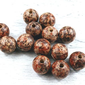 Rare Splatter Round Wood Beads, 17pcs. 12mm, Mixed Colors