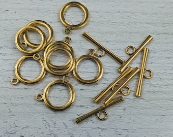 21 mm antieke gouden ronde knevelsluitingen, connectoren, armband, ketting, 5 sets