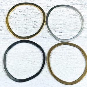 Large Gold, Silver Antique Brass and Gunmetal Plated Rings, Connectors, Links, Wavy Shape, 50mm, 3pcs.