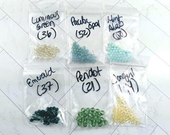 4mm and 6mm Faceted Round Swarovski Crystal Bead Lot, #5000, Luminous Green, Peridot, Jonquil, Mint Alabaster, Emerald, Pacific Opal, 240pcs