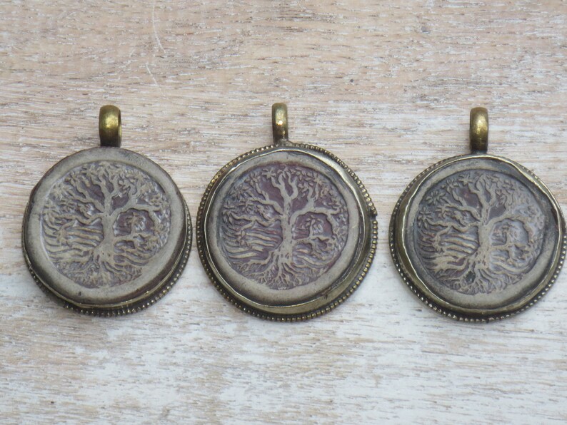 Nepalese Pendant Namaste Nepal Tree of Life Pendant Tibetan Brass Carved Tree of Life Pendant Yoga